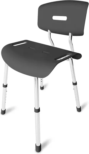 DMI Shower Chair Bath Seat for Tub or Shower Bench for inside shower, Non Slip Aluminum with Plastic Seat, No Tools Needed with Adjustable Height, Holds Weight up to 300 Pounds, Bath Chair, Black