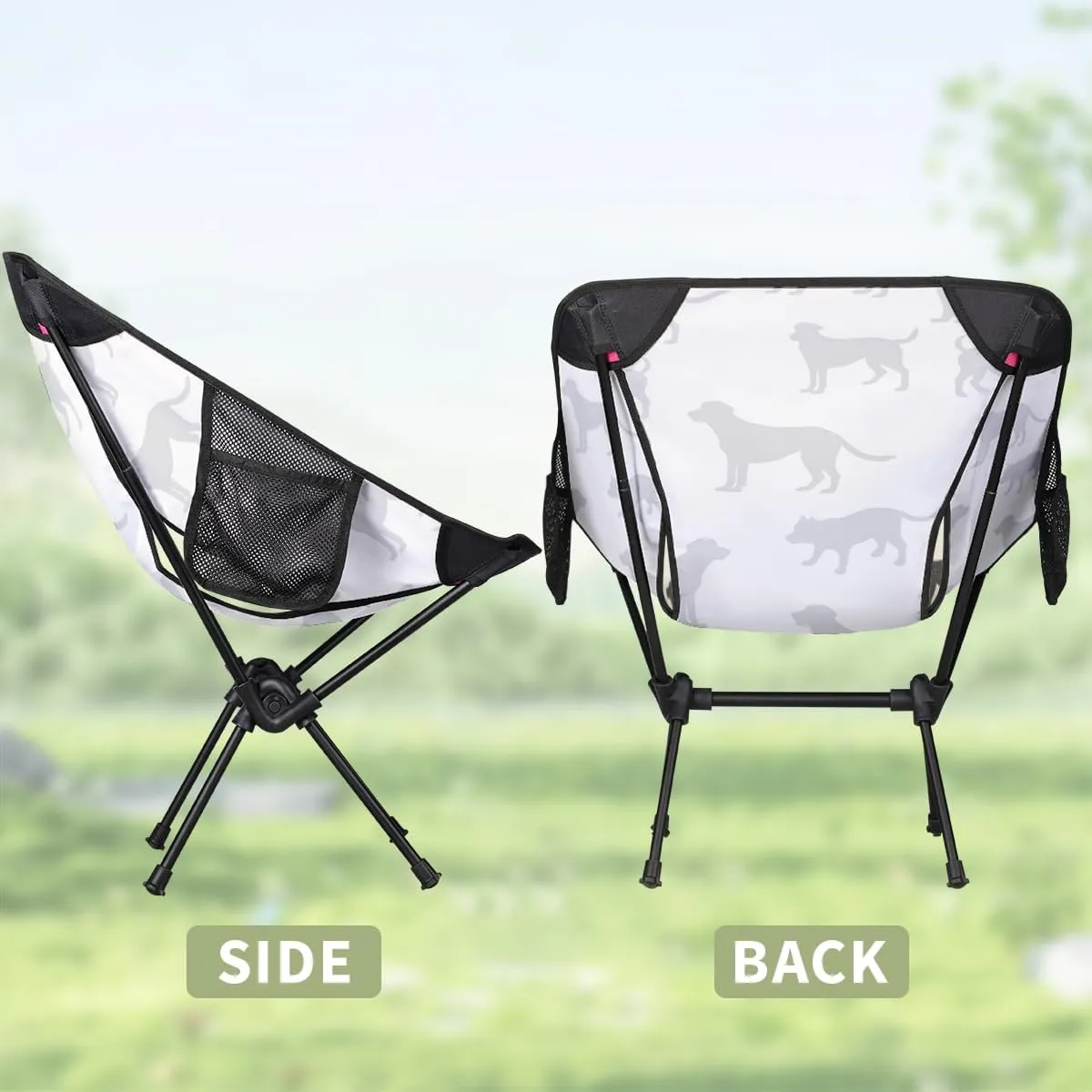 Dog Pattern Camping Chair Lightweight Folding Chair Portable Compact for Outdoor, Travel, Beach, Hiking Backpacking