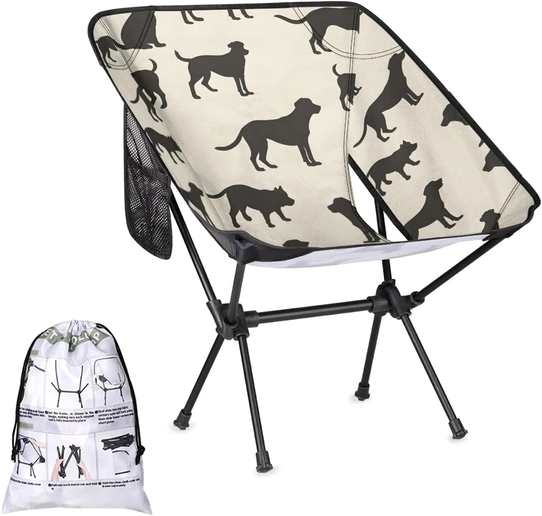 Dog Pattern Camping Chair Lightweight Folding Chair Portable Compact for Outdoor, Travel, Beach, Hiking Backpacking