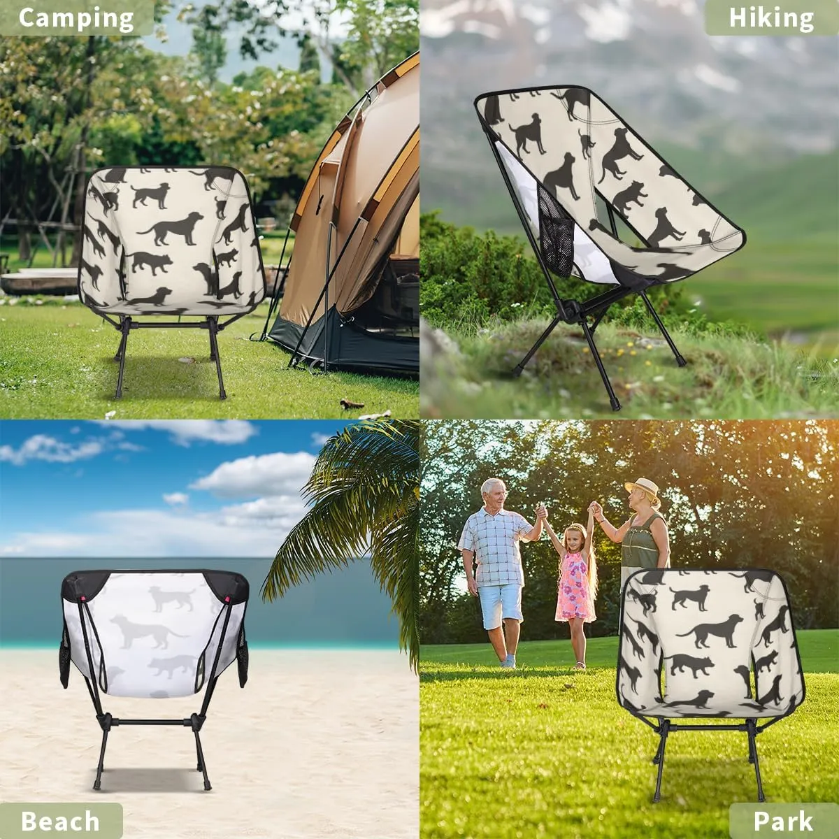 Dog Pattern Camping Chair Lightweight Folding Chair Portable Compact for Outdoor, Travel, Beach, Hiking Backpacking