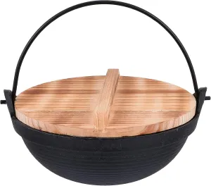 DOITOOL Hanging Cookware Pot Non-stick Outdoor Saucepan Cast Iron Japanese Roasting Pot Multifunctional Camping Pan for Cooking Easy Wash Safe Material
