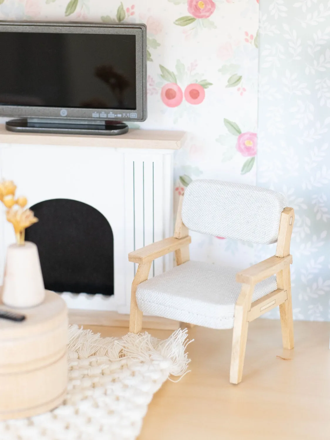Dollhouse Open Frame Lounge Chair Natural Wood   Gray