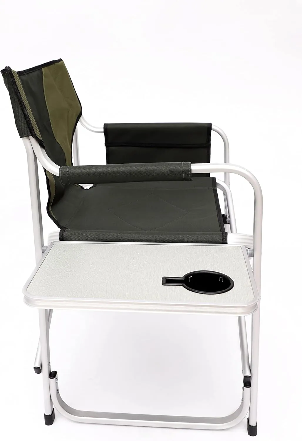 Donext 1PC Camping Chair, Portable Aluminum Directors Chair with Side Table Detachable Side Pocket for Outdoor Camping, Lawn, Picnic, Support 400lbs, Green