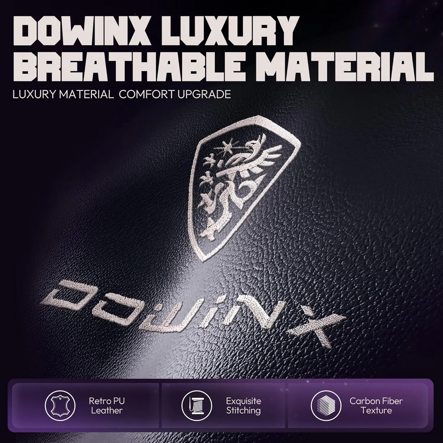 Dowinx Big and Tall Gaming Chair with Footrest, High Back Ergonomic Office Chair with Comfortable Headrest and Lumbar Support, 4D Armrests Computer Chair for Adults, Pu Leather, Black