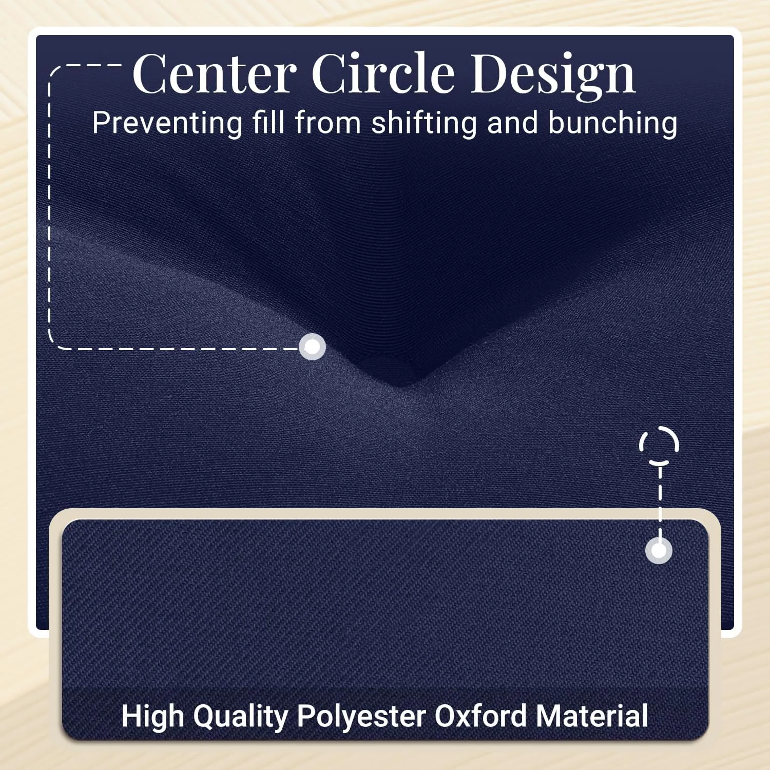 downluxe Bistro Chair Cushions for Patio Furniture, Water-Resistant Round Outdoor Chair Cushions Set of 4 with Non-Slip Ties, 15" x 15", Navy