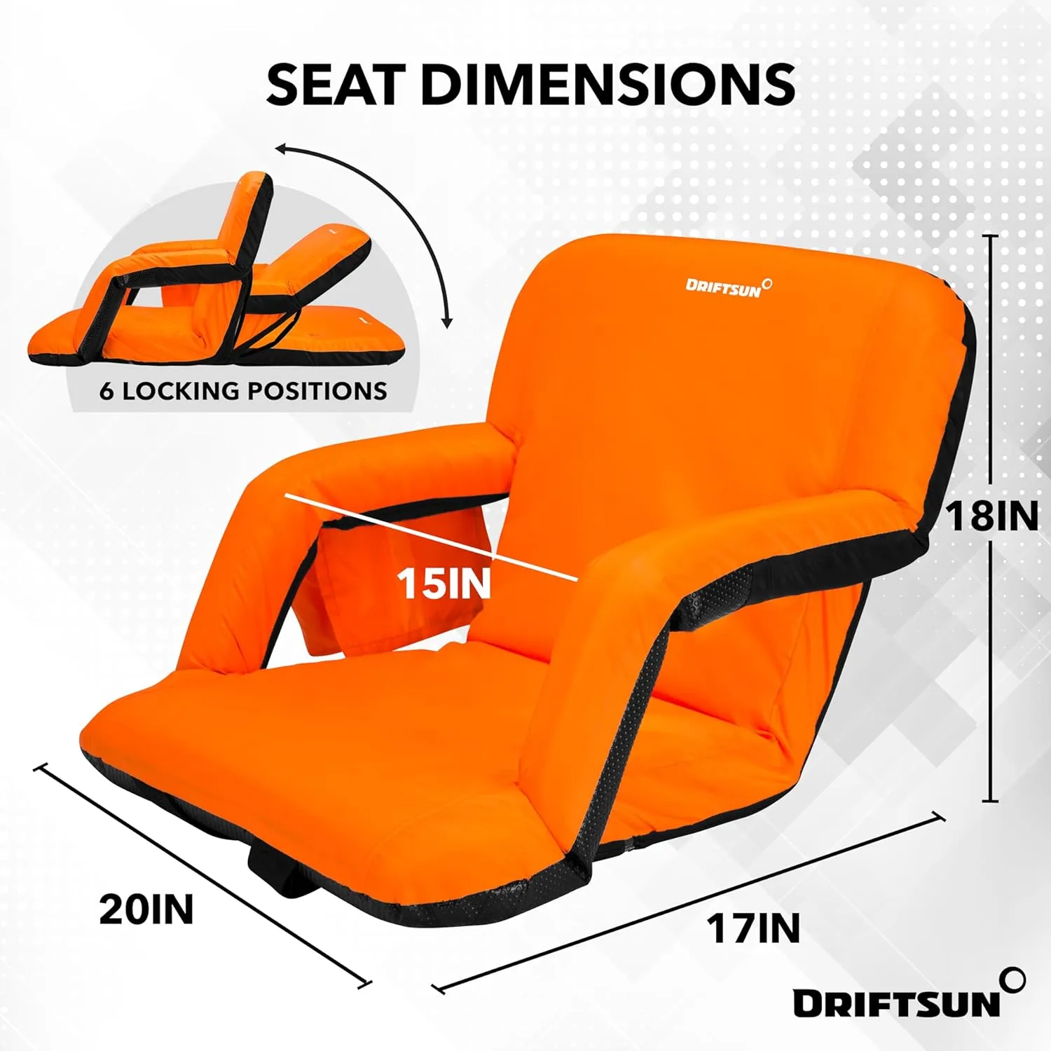 Driftsun Stadium Seats with Back Support, Deluxe Bleacher Chairs with Support Cushion, Padded Seats with Waterproof Chair