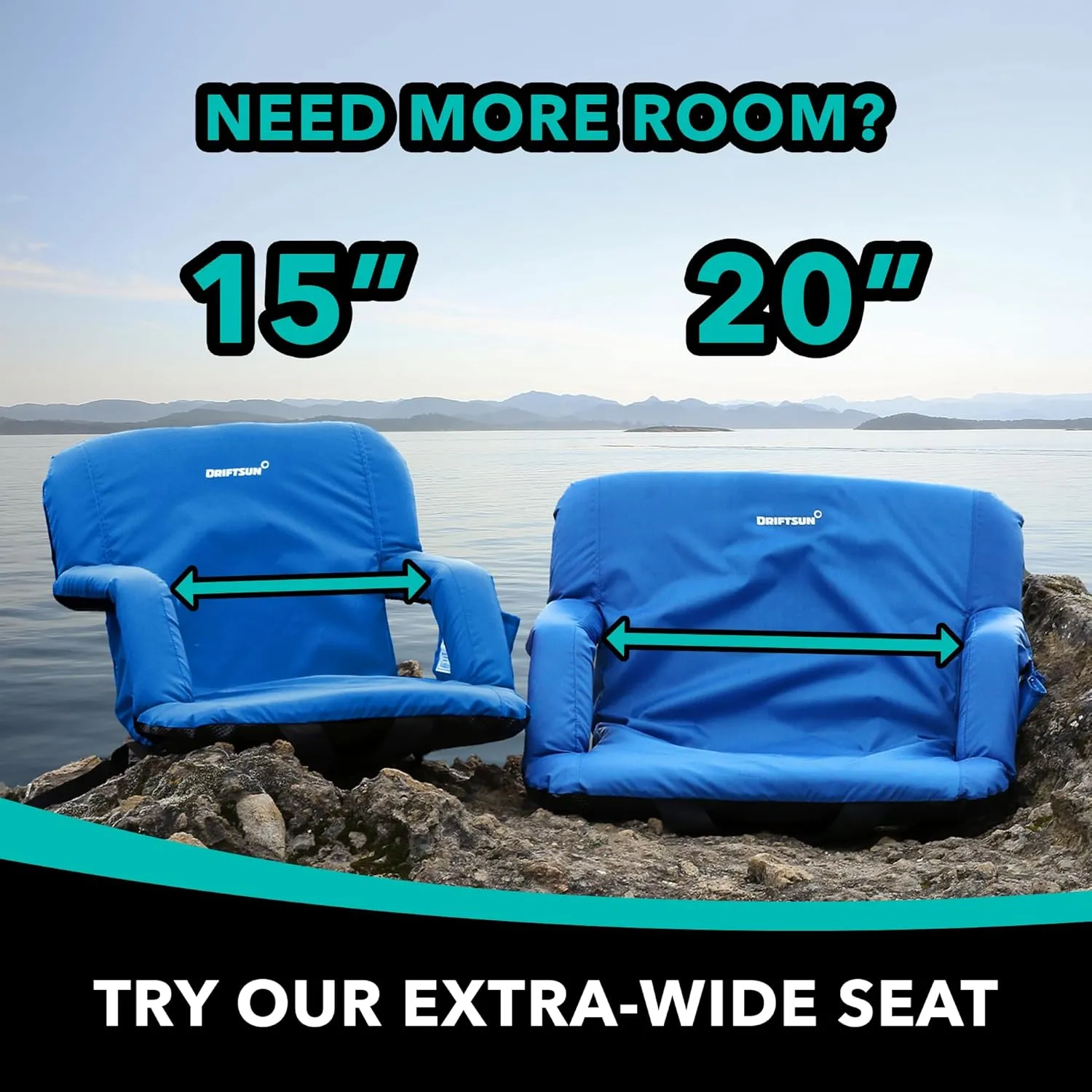 Driftsun Stadium Seats with Back Support, Deluxe Bleacher Chairs with Support Cushion, Padded Seats with Waterproof Chair