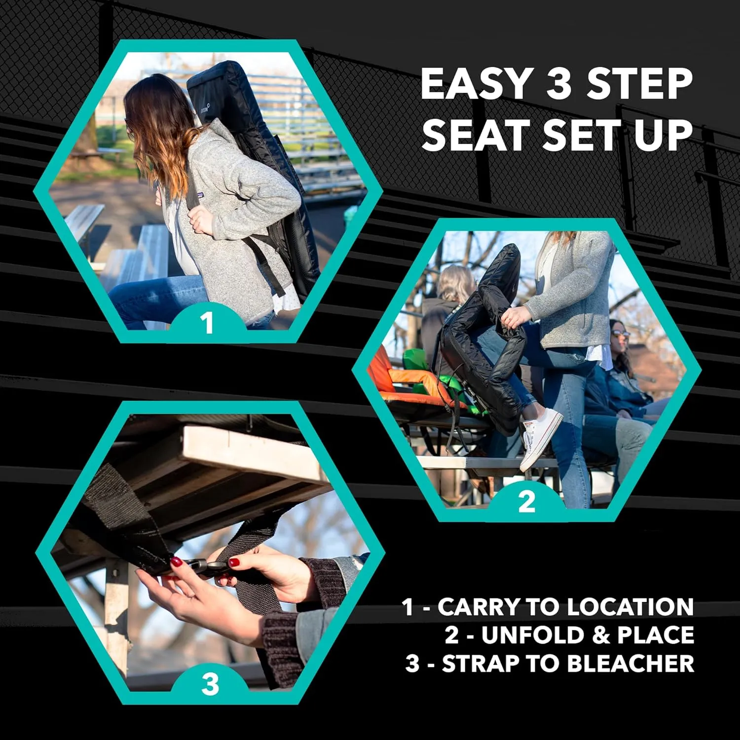 Driftsun Stadium Seats with Back Support, Deluxe Bleacher Chairs with Support Cushion, Padded Seats with Waterproof Chair