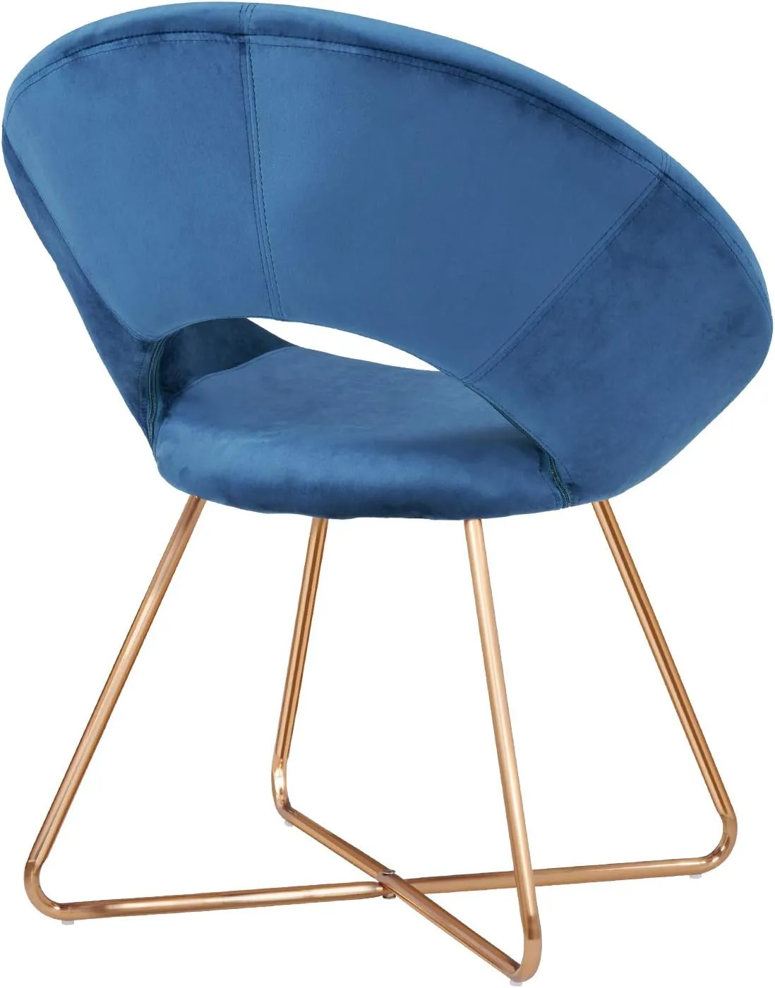 DUHOME Modern Accent Velvet Chairs Dining Chairs Single Sofa Comfy Upholstered Arm Chair Living Room Furniture Mid-Century Leisure Lounge Chairs with Golden Metal Frame Legs 1 PCS Blue