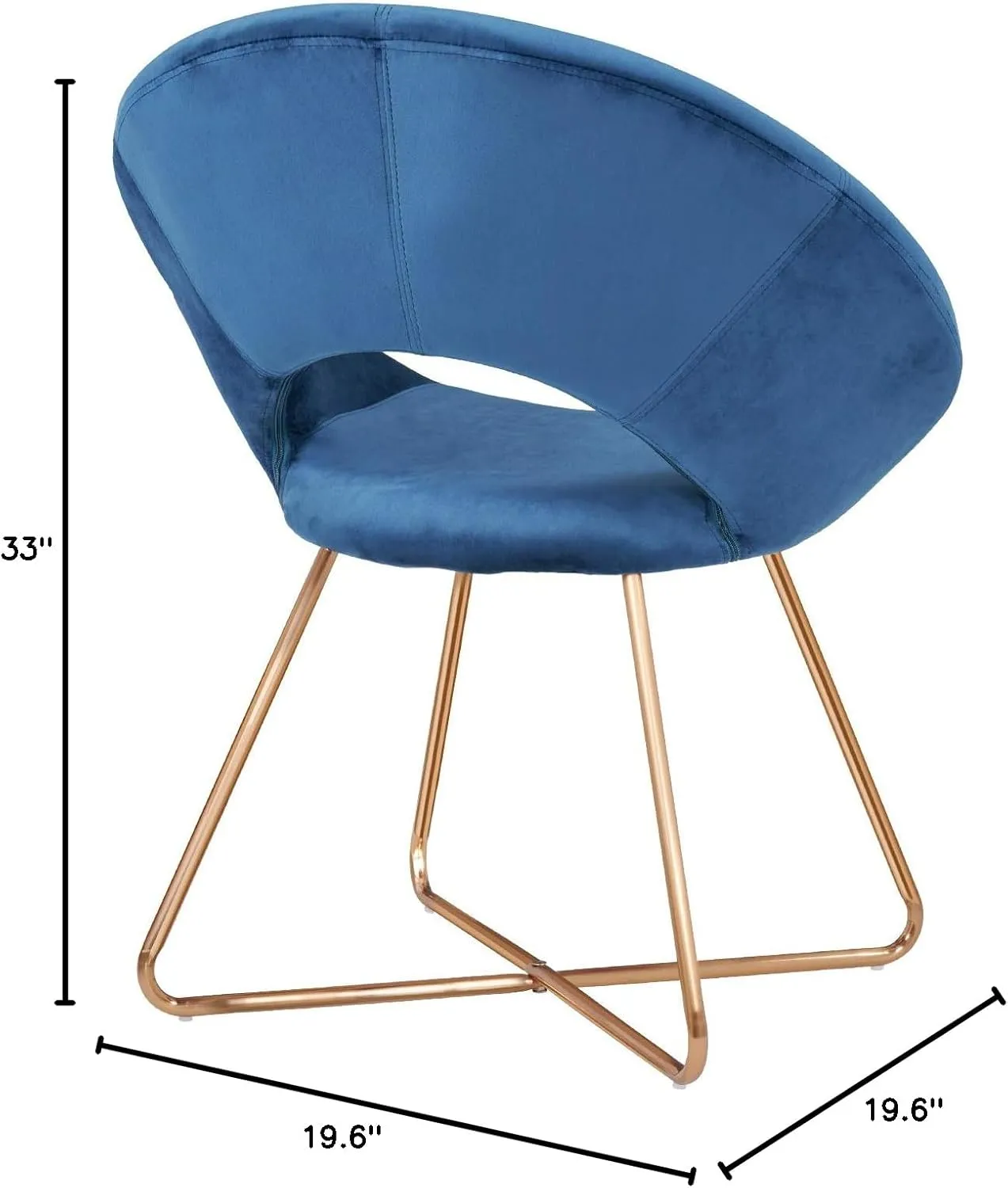 DUHOME Modern Accent Velvet Chairs Dining Chairs Single Sofa Comfy Upholstered Arm Chair Living Room Furniture Mid-Century Leisure Lounge Chairs with Golden Metal Frame Legs 1 PCS Blue
