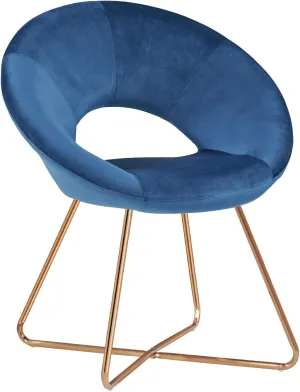 DUHOME Modern Accent Velvet Chairs Dining Chairs Single Sofa Comfy Upholstered Arm Chair Living Room Furniture Mid-Century Leisure Lounge Chairs with Golden Metal Frame Legs 1 PCS Blue