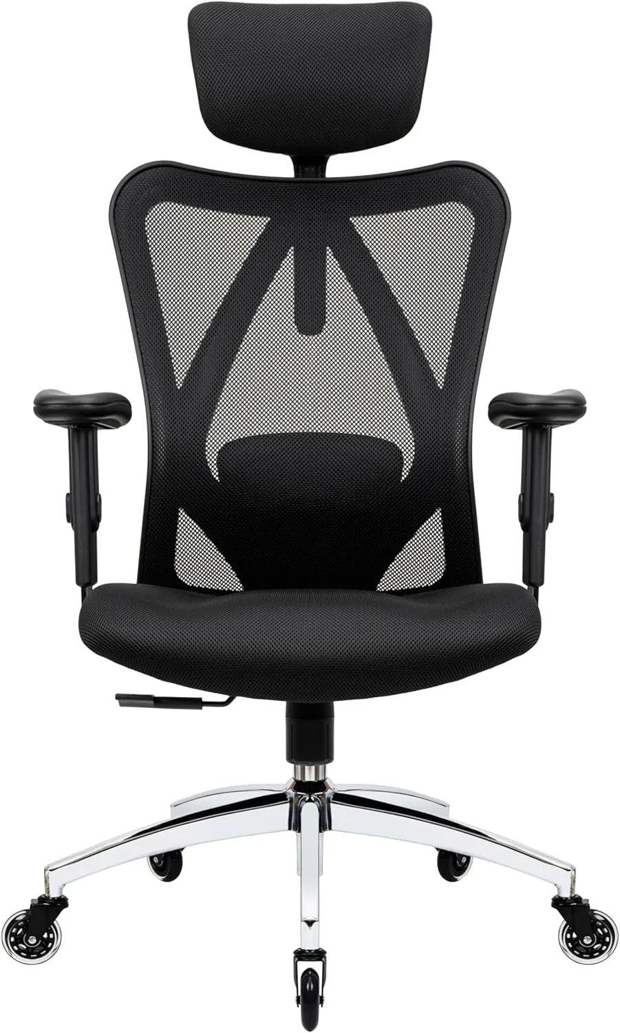 Duramont Ergonomic Office Chair - Adjustable Desk Chair with Lumbar Support and Rollerblade Wheels - High Back Chairs with Breathable Mesh - Thick Seat Cushion, Head, and Arm Rests - Reclines