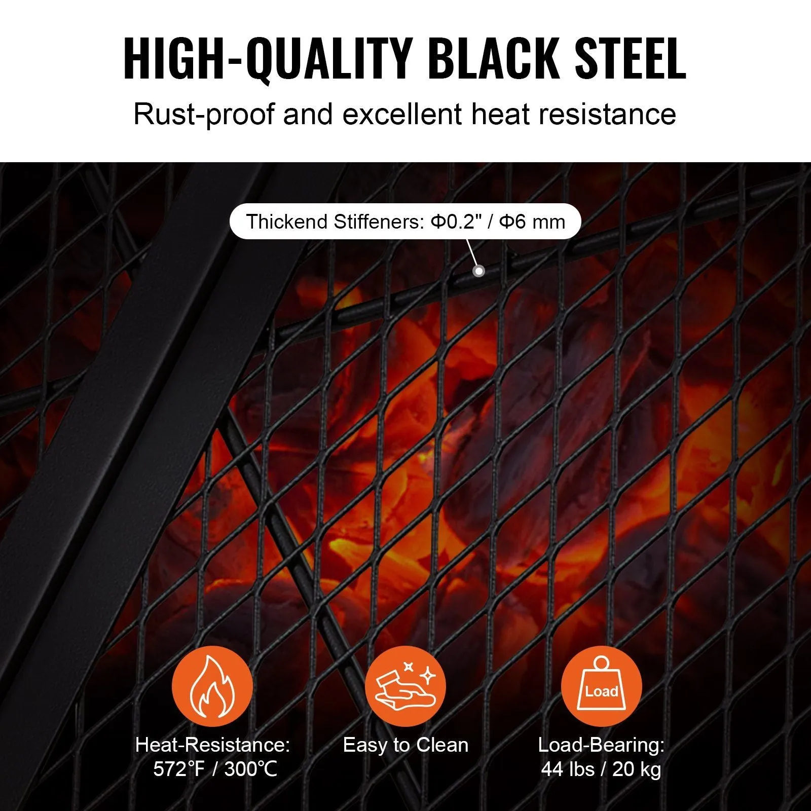 Duty BBQ Campfire Support VEVOR Grill Grate, Camping with Handle Black Grate, Round Cooking Steel Party, 36 for Inch Wire, Grid Foldable Fast dispatch Pit X Grill Fire Portable Outside X-Marks Heavy Cookware Worth the price and
