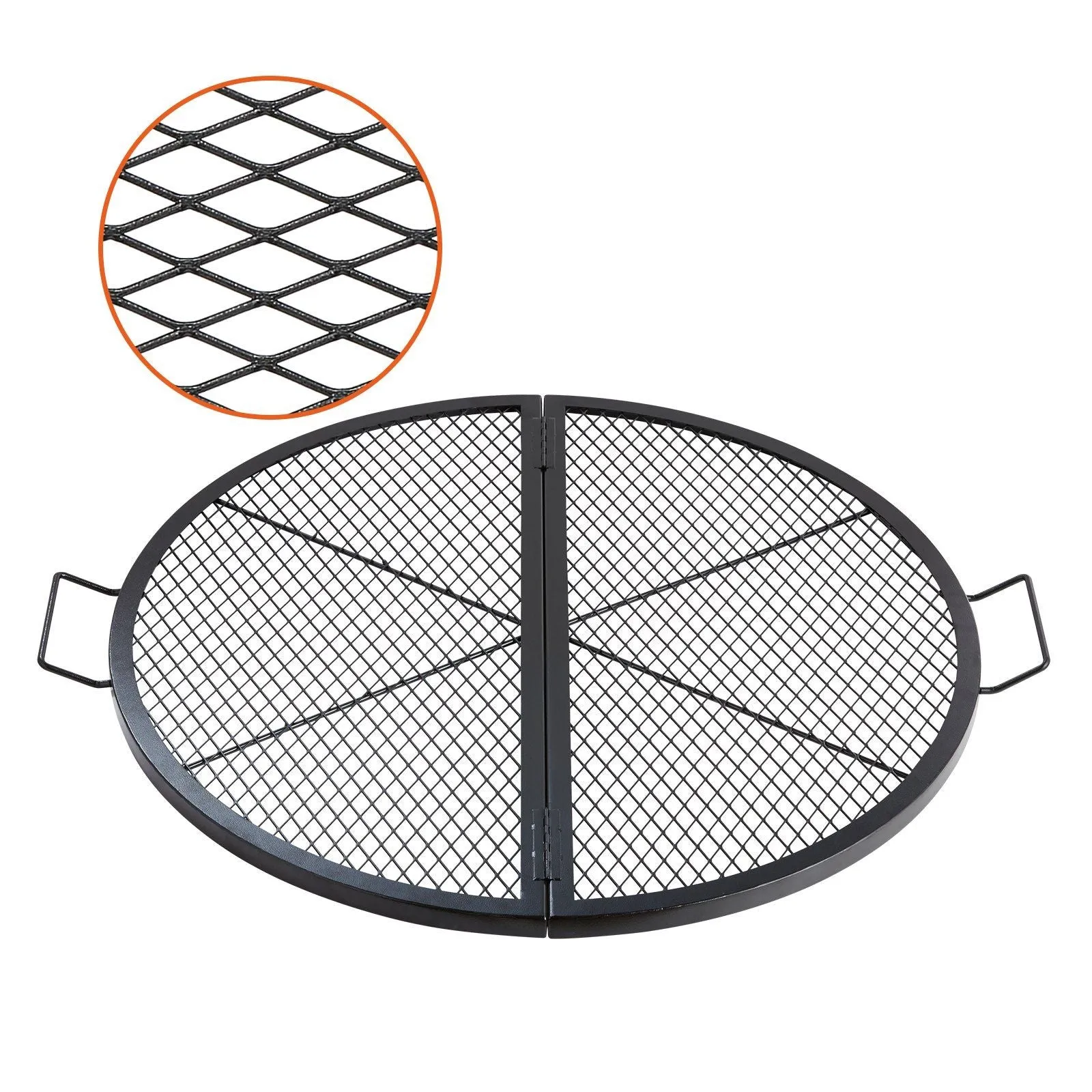 Duty BBQ Campfire Support VEVOR Grill Grate, Camping with Handle Black Grate, Round Cooking Steel Party, 36 for Inch Wire, Grid Foldable Fast dispatch Pit X Grill Fire Portable Outside X-Marks Heavy Cookware Worth the price and