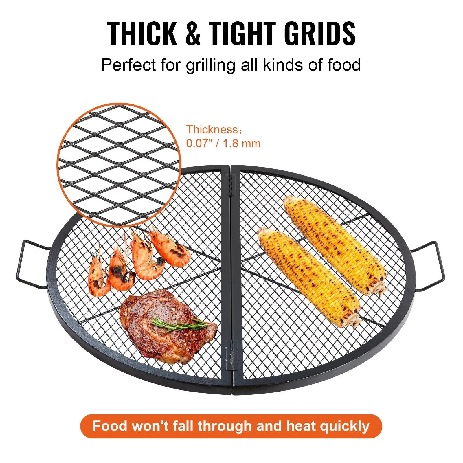 Duty BBQ Campfire Support VEVOR Grill Grate, Camping with Handle Black Grate, Round Cooking Steel Party, 36 for Inch Wire, Grid Foldable Fast dispatch Pit X Grill Fire Portable Outside X-Marks Heavy Cookware Worth the price and