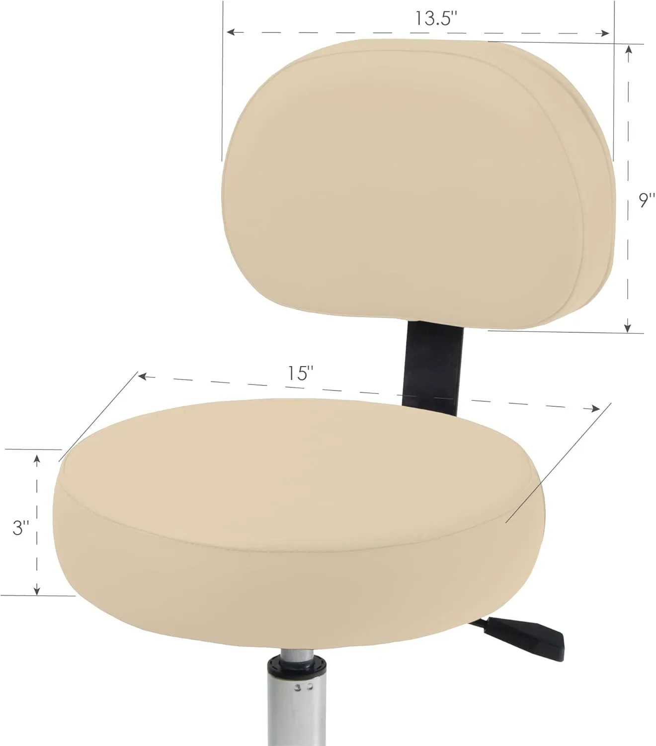EARTHLITE Pneumatic Massage Salon Drafting Stool - No Leaking (vs. Hydraulic), Adjustable, Rolling, CFC-Free / Medical Spa Facial Chair