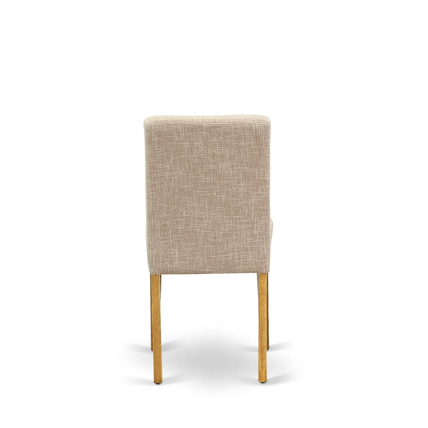 East West Furniture DMAB3-OAK-04 3 Piece Kitchen Table Set Contains a Round Dining Room Table with Dropleaf and 2 Light Tan Linen Fabric Parsons Dining Chairs, 42x42 Inch, Oak