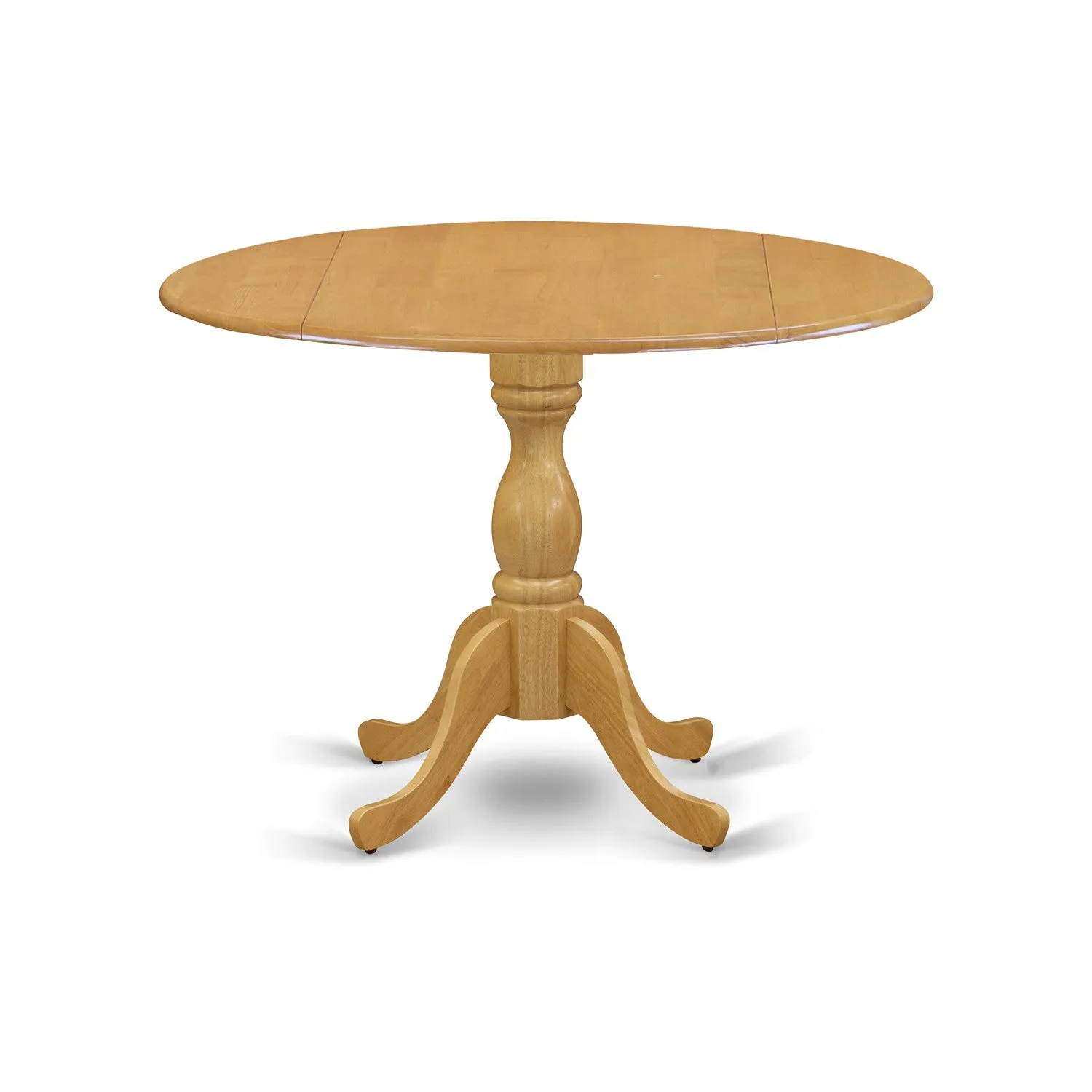 East West Furniture DMAB3-OAK-04 3 Piece Kitchen Table Set Contains a Round Dining Room Table with Dropleaf and 2 Light Tan Linen Fabric Parsons Dining Chairs, 42x42 Inch, Oak