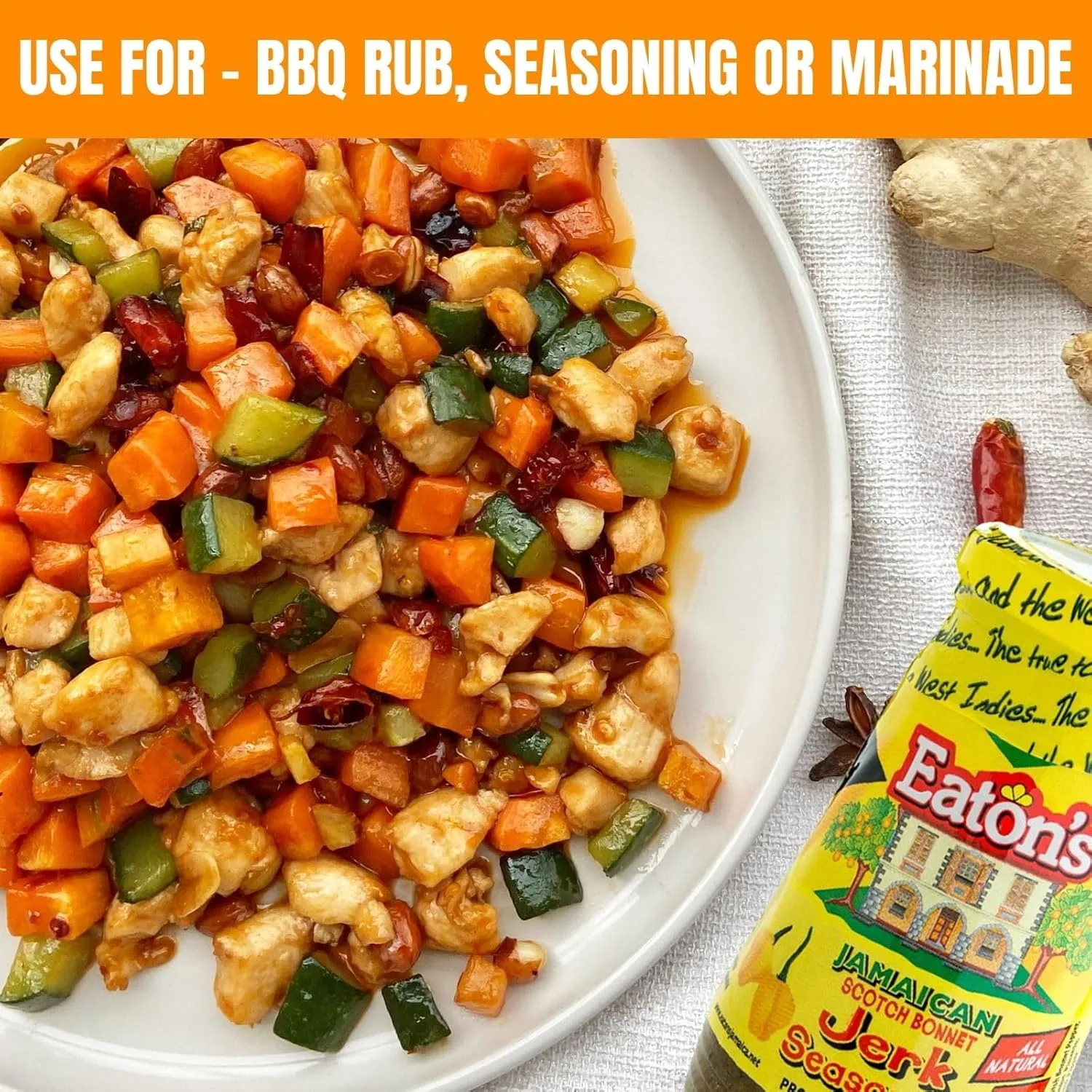 Eaton's Authentic Jamaican Jerk Seasoning - Easy to Use, Spicy, and Flavorful Caribbean Jerk Seasoning, BBQ Rub, Grilled Chicken Seasoning or Marinade with Jerk Cooking Recipe eBook (Scotch Bonnet)