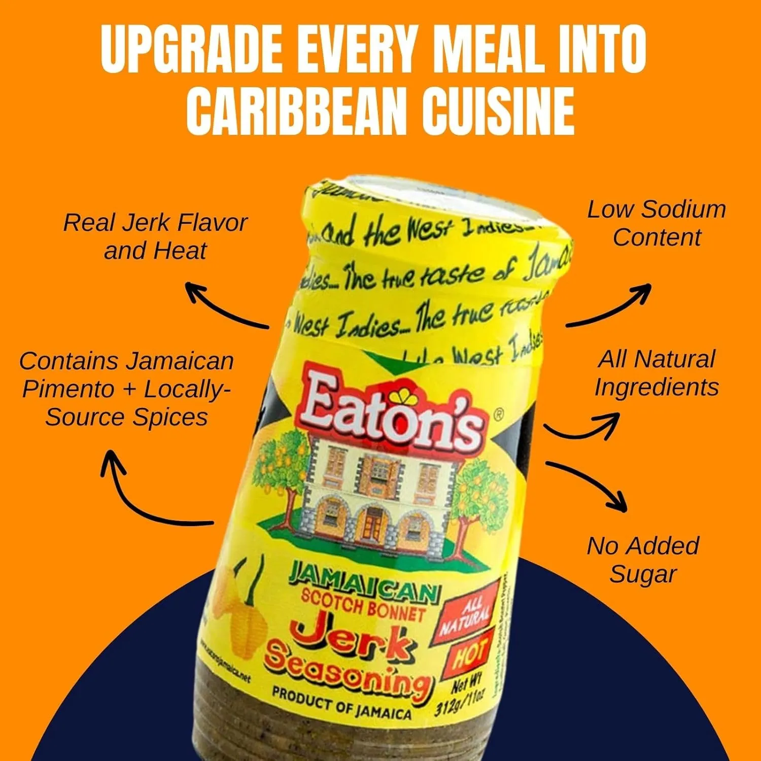 Eaton's Authentic Jamaican Jerk Seasoning - Easy to Use, Spicy, and Flavorful Caribbean Jerk Seasoning, BBQ Rub, Grilled Chicken Seasoning or Marinade with Jerk Cooking Recipe eBook (Scotch Bonnet)