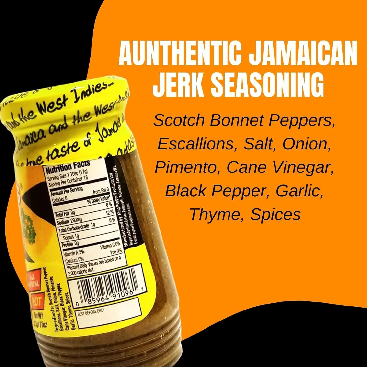 Eaton's Authentic Jamaican Jerk Seasoning - Easy to Use, Spicy, and Flavorful Caribbean Jerk Seasoning, BBQ Rub, Grilled Chicken Seasoning or Marinade with Jerk Cooking Recipe eBook (Scotch Bonnet)