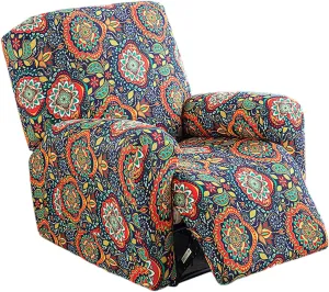 Eco-Ancheng Recliner Slipcovers 4-Pieces Lazyboy Recliner Covers Recliner Couch Covers Recliner Chair Cover Non Slip Reclining Slipcovers with Storage Pockets Furniture Protector for Living Room