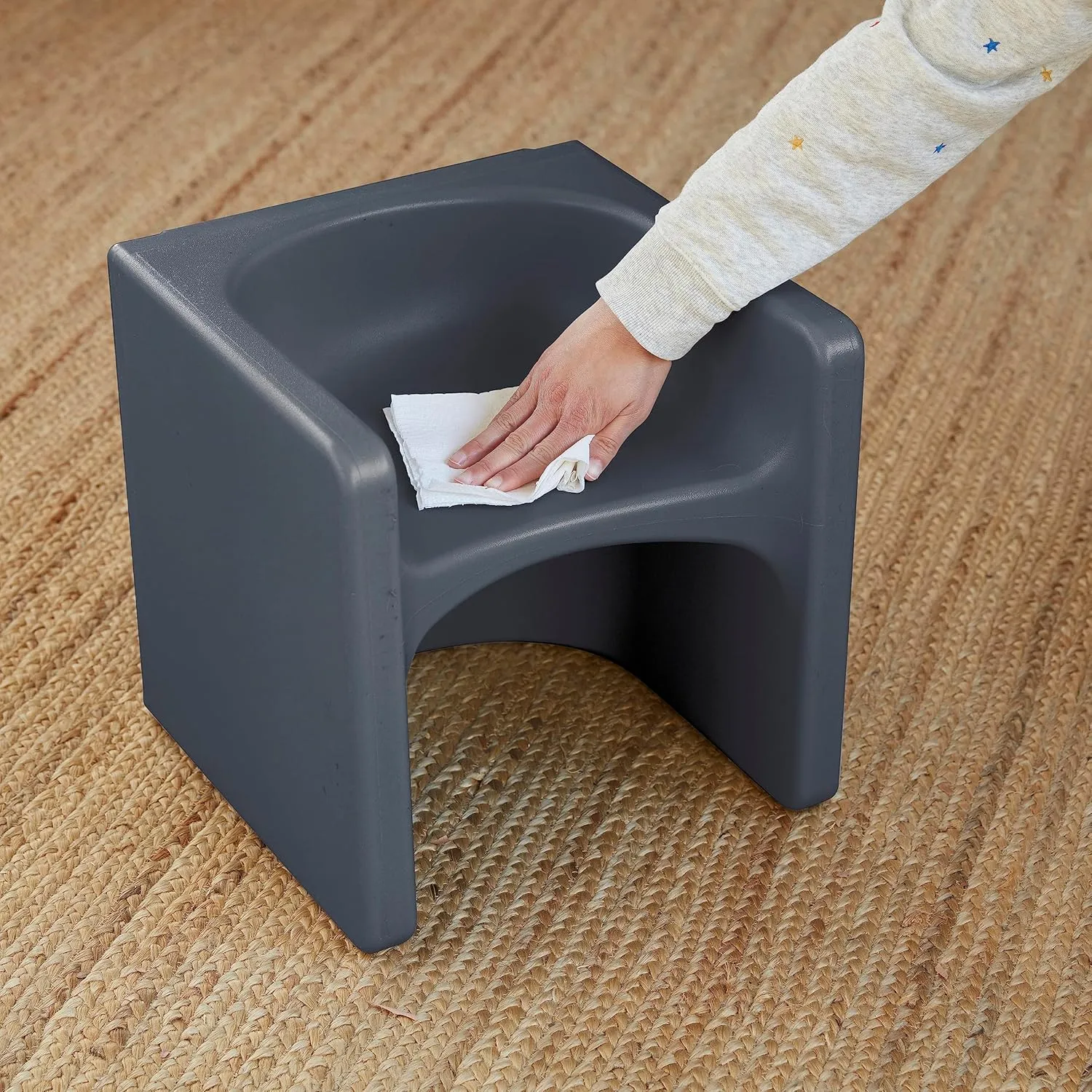 ECR4Kids Tri-Me 3-In-1 Cube Chair, Kids Furniture, Dark Grey