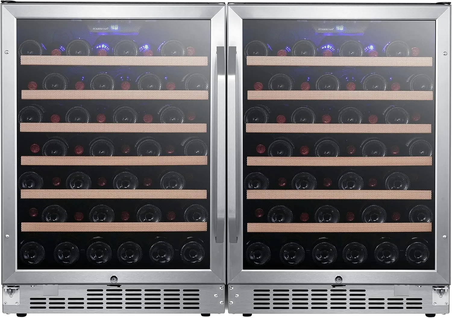 EdgeStar CWR532SZDUAL 47 Inch Wide 106 Bottle Built-In Side-by-Side Wine Cooler with LED Lighting