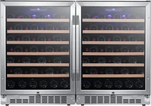 EdgeStar CWR532SZDUAL 47 Inch Wide 106 Bottle Built-In Side-by-Side Wine Cooler with LED Lighting