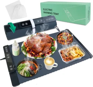 Electric Food Warming Mat - 5 Full Surface Heat Setting - Rapid Heating Electric Mat to Keep Food Warm at Parties, Gatherings or Camping - Daily Kitchen or Commercial Use - Portable w/Child Lock
