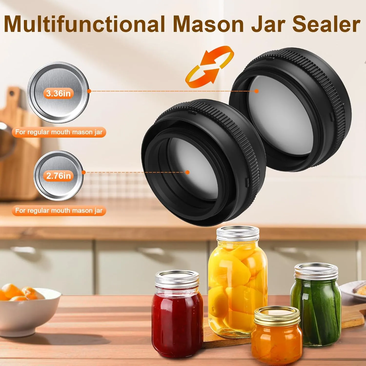 Electric Mason Jar Vacuum Sealer Kit - Compatible with Wide & Regular Mouth Canning Lids, Includes Vacuum Seal Bags & Wine Stoppers for Food Storage & Preservation