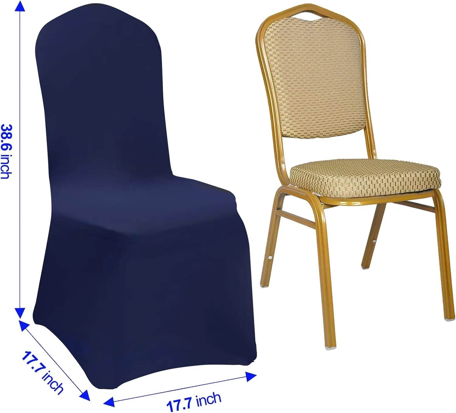 EMART Navy Blue Chair Covers 20 Pcs Spandex Stretch Universal Standard Seat Slipcovers Fitted for Wedding Bulk, Party, Banquet and Holidays Celebration