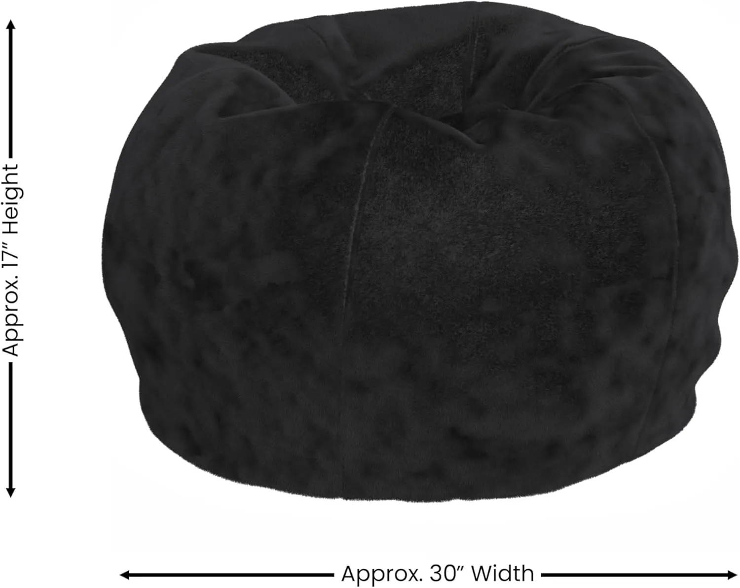 EMMA   OLIVER Daisy Small Black Furry Bean Bag Chair for Kids and Teens