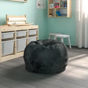 EMMA   OLIVER Daisy Small Black Furry Bean Bag Chair for Kids and Teens