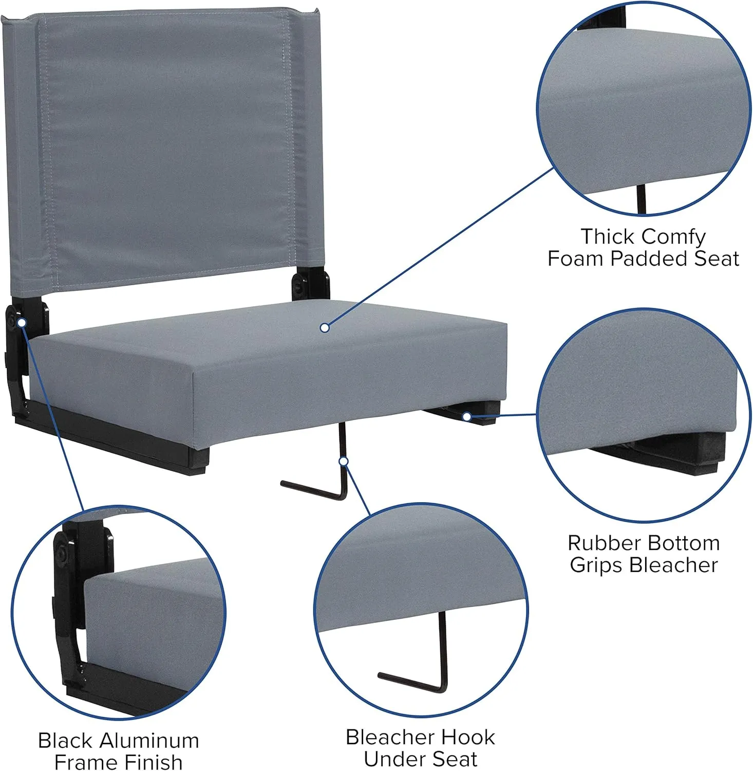 EMMA   OLIVER Lightweight Stadium Chair with Ultra-Padded Seat, 500 lb. Rated