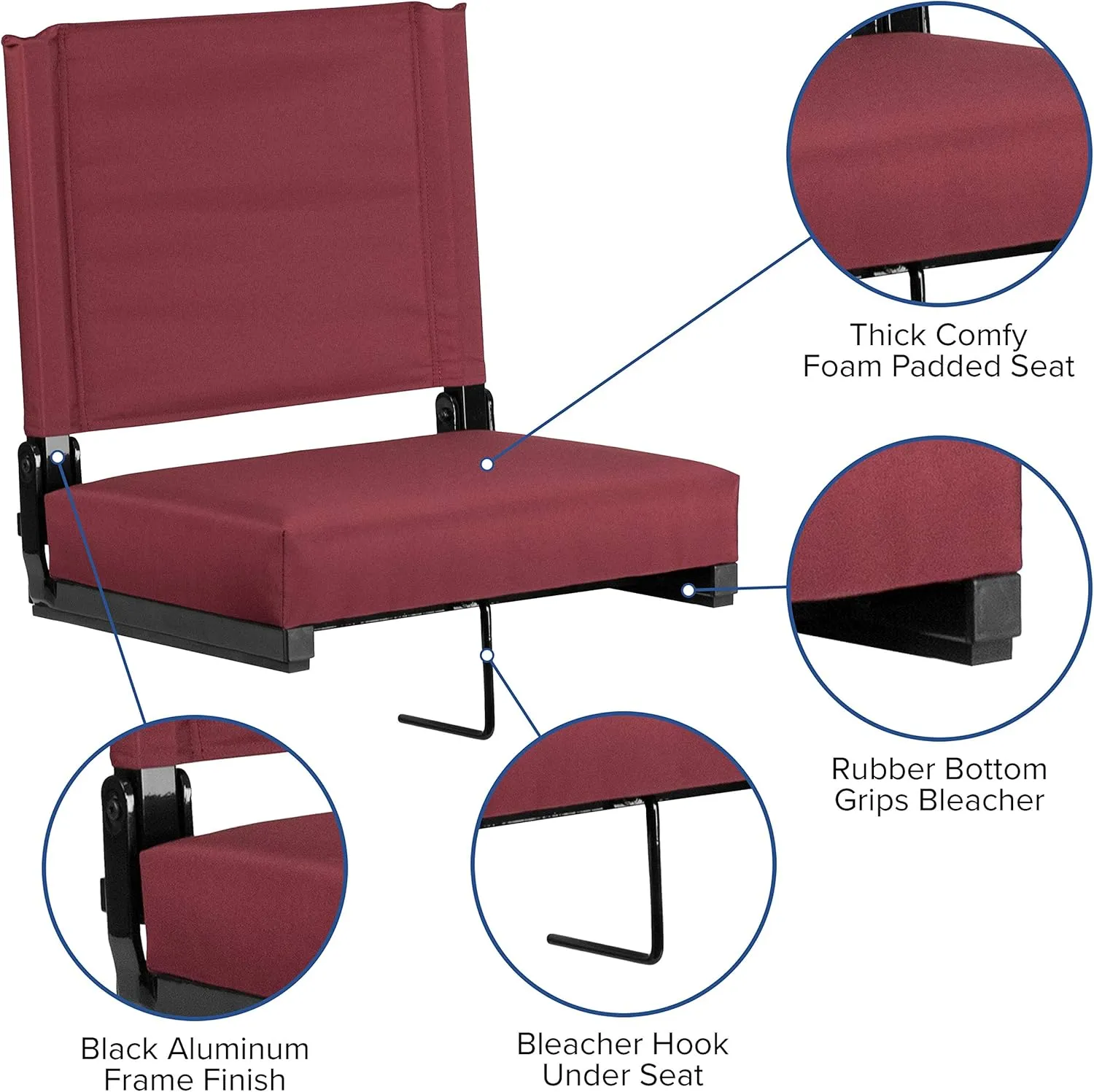 EMMA   OLIVER Lightweight Stadium Chair with Ultra-Padded Seat, 500 lb. Rated