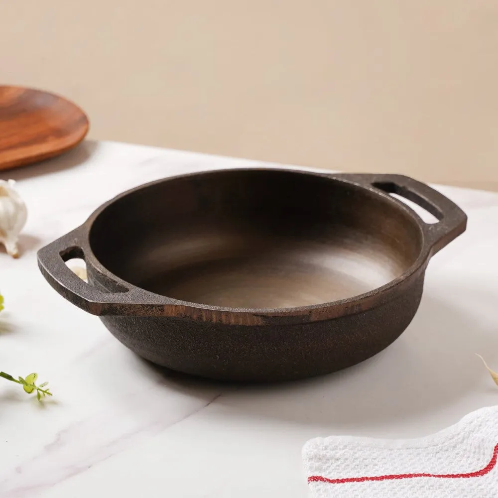 Empress Cast Iron Ultra Smooth Flat Base Kadai 9 Inch