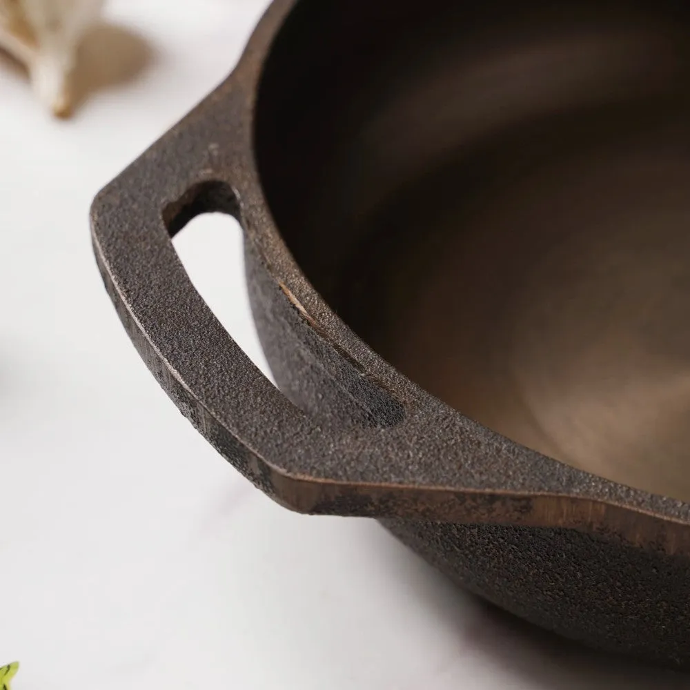 Empress Cast Iron Ultra Smooth Flat Base Kadai 9 Inch