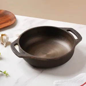 Empress Cast Iron Ultra Smooth Flat Base Kadai 9 Inch