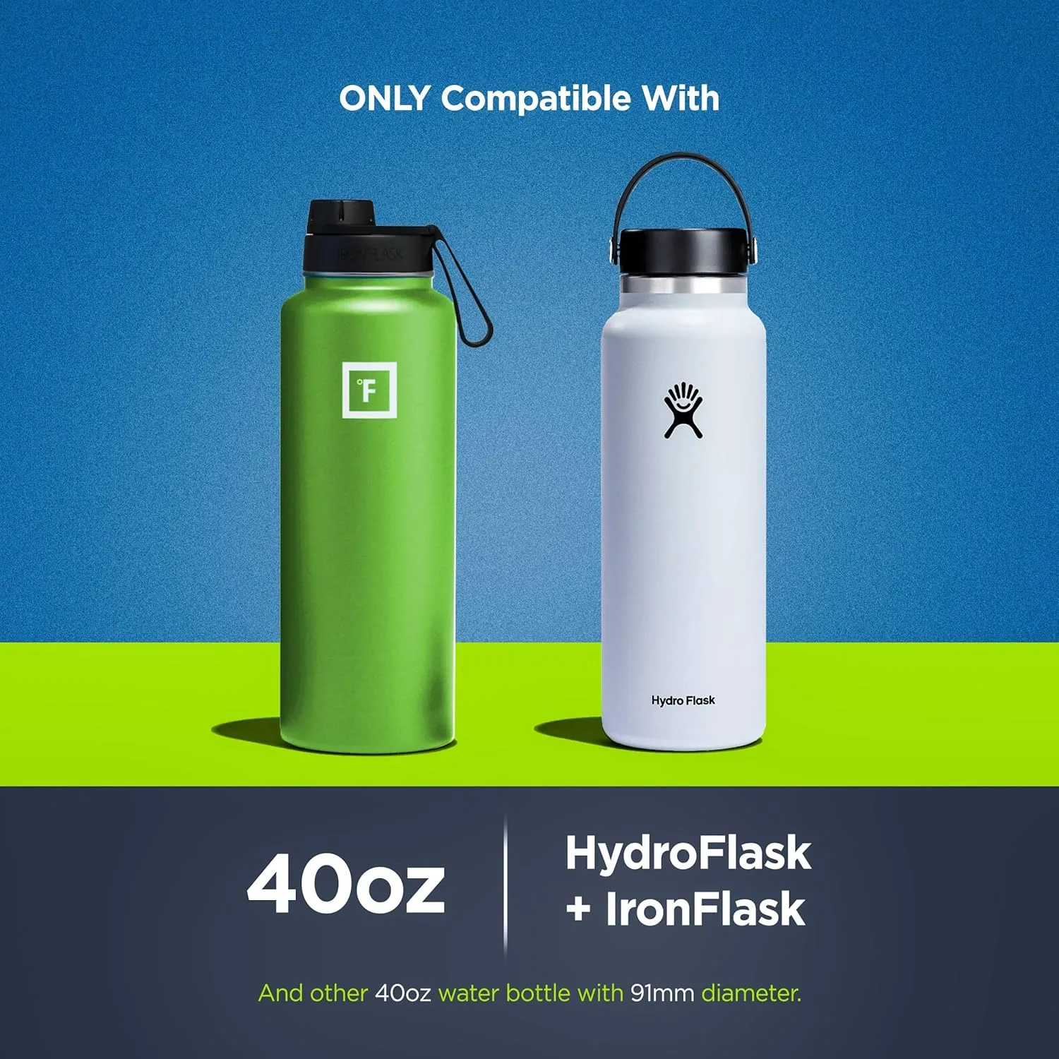 ENCASED Water Bottle Carrier with Strap, Designed for 40 OZ HydroFlask and IronFlask Bottles (Wide Mouth) Adjustable Shoulder Bag and Hand Strap - Insulated Sleeve w/Phone Storage Pocket (Neoprene)