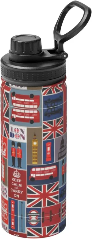 England Symbols Sports Insulated Water Bottle - Premium 18 oz. Stainless Steel Hydration Bottle for Outdoor Enthusiasts
