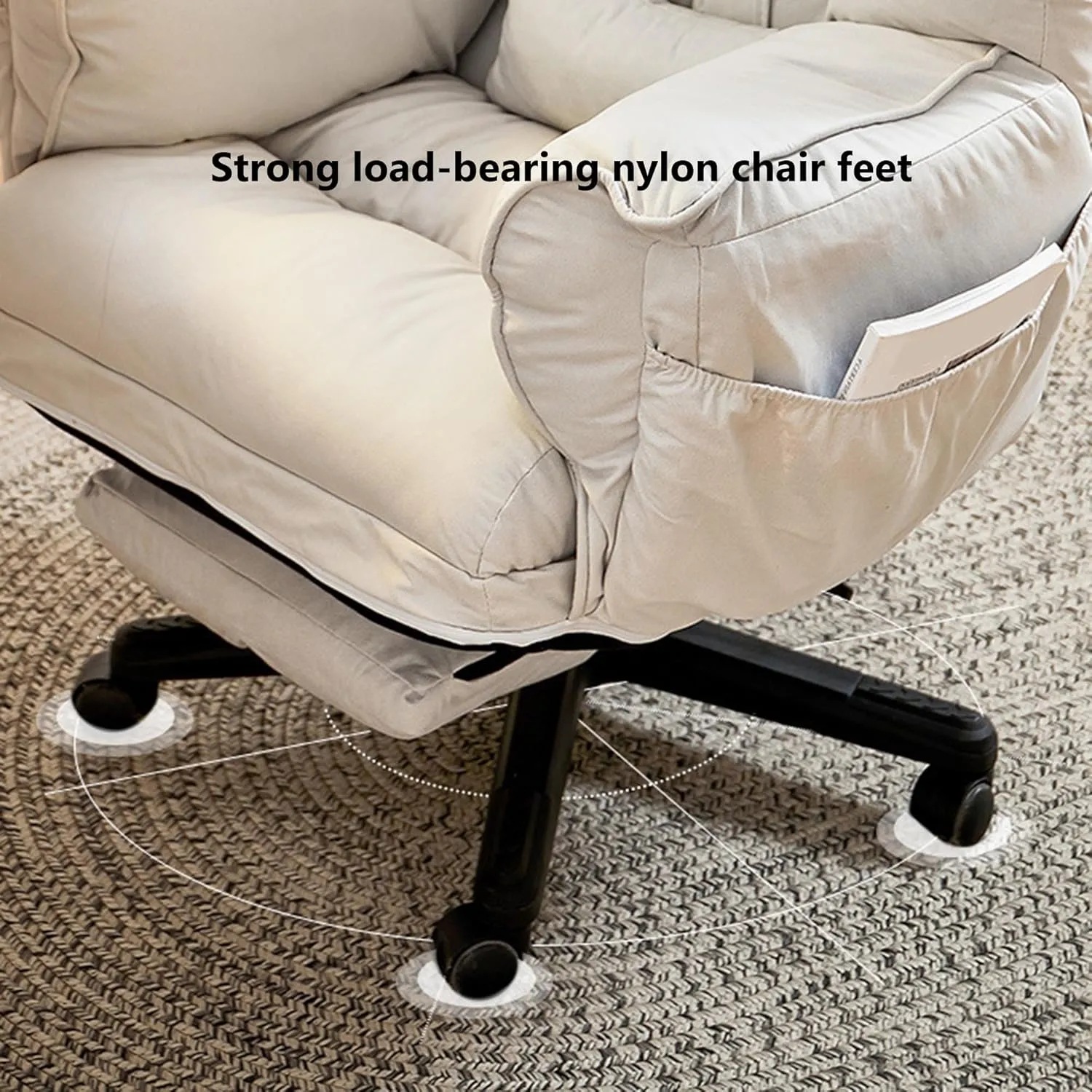 Ergonomic Home Computer Chairs with Tiltable Back, Comfortable Upholstered Swivel Office Desk Chair, Adjustable Height Vanity Chair, Easy to Assemble