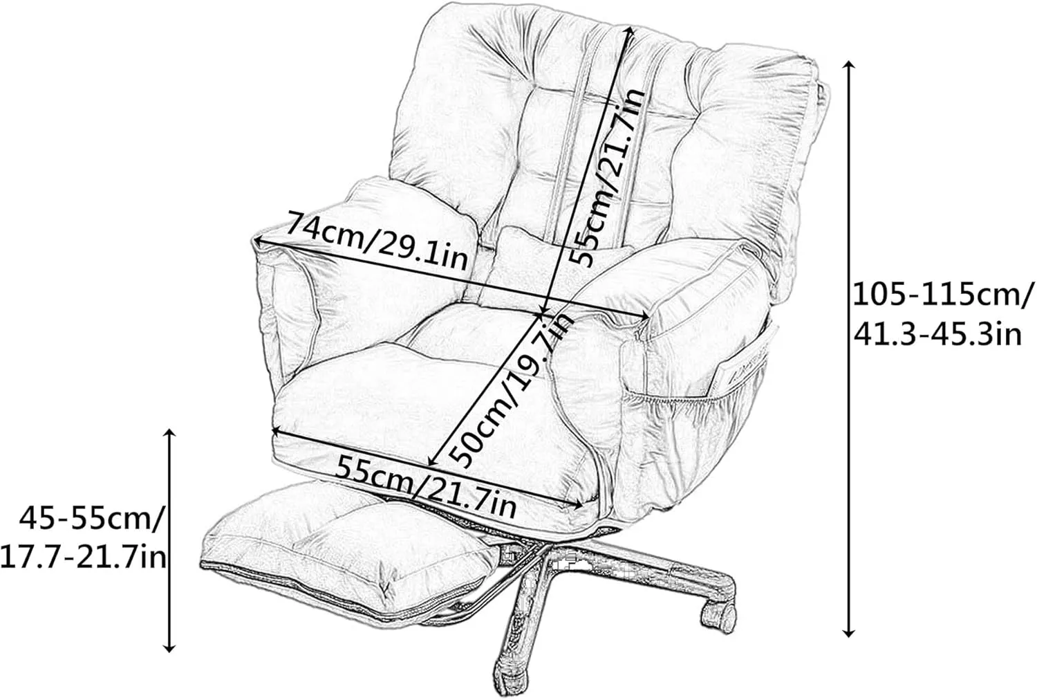 Ergonomic Home Computer Chairs with Tiltable Back, Comfortable Upholstered Swivel Office Desk Chair, Adjustable Height Vanity Chair, Easy to Assemble