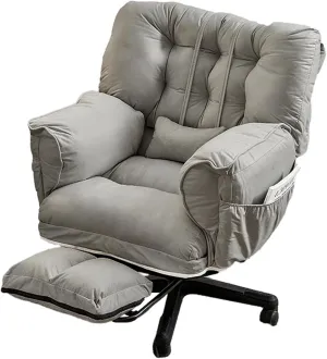 Ergonomic Home Computer Chairs with Tiltable Back, Comfortable Upholstered Swivel Office Desk Chair, Adjustable Height Vanity Chair, Easy to Assemble