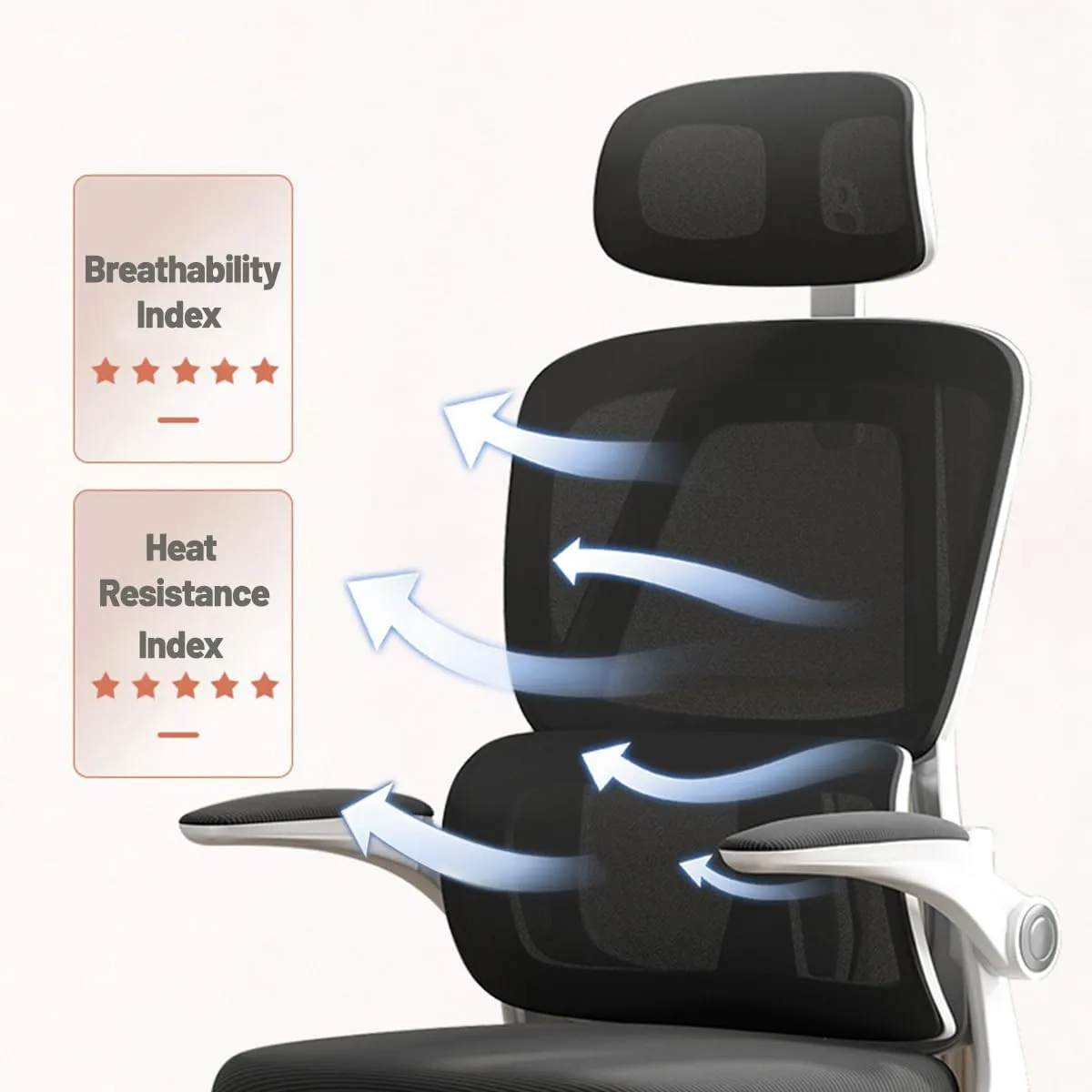 Ergonomic Office Chair Computer Desk Chairs with Flip-up Armrests and Lumbar Support, High Back Mesh Gaming Chairs Rolling Work Swivel Task Chairs with Adjustable Headrest