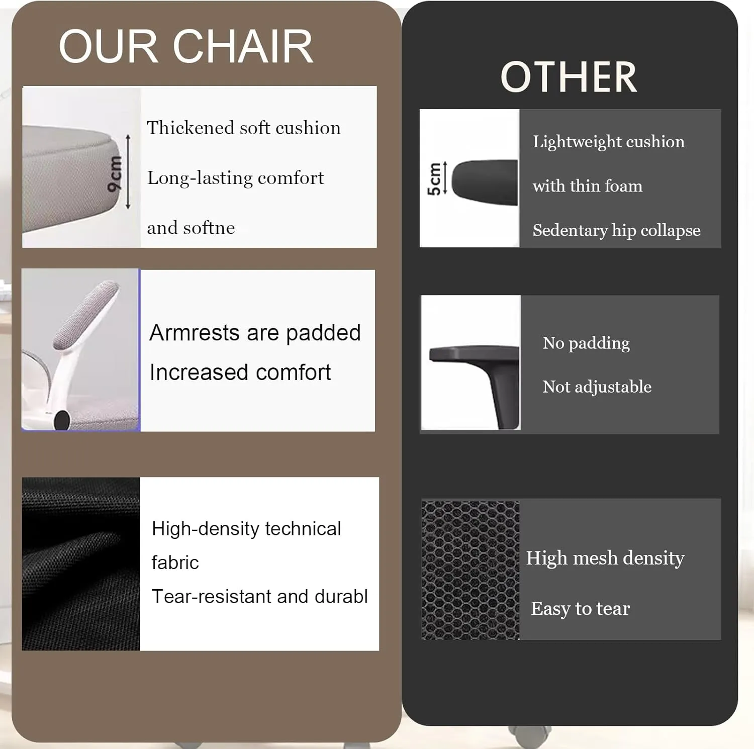 Ergonomic Office Chair Computer Desk Chairs with Flip-up Armrests and Lumbar Support, High Back Mesh Gaming Chairs Rolling Work Swivel Task Chairs