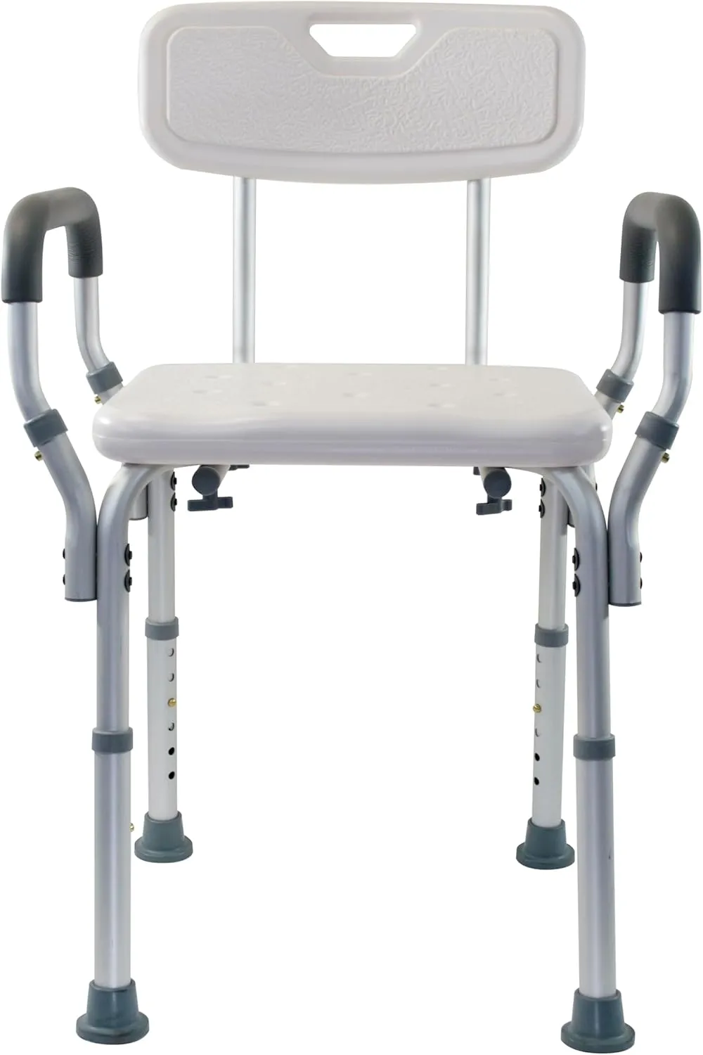 Essential Medical Supply Height Adjustable Shower and Bath Bench with Padded Arms, Contoured Back and Textured Shower Chair Seat - Perfect for The Bath and Shower