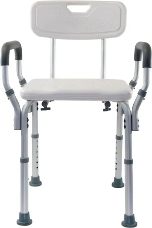 Essential Medical Supply Height Adjustable Shower and Bath Bench with Padded Arms, Contoured Back and Textured Shower Chair Seat - Perfect for The Bath and Shower