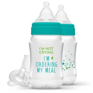 Evenflo Feeding Balance   Wide Neck Printed Bottles, 9oz 2pk, with Pacifier