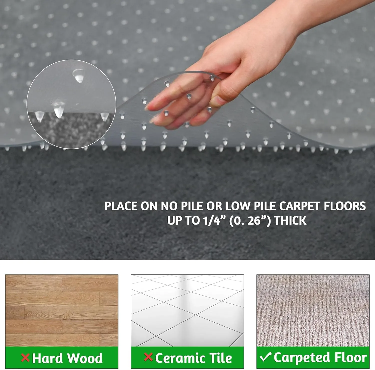 Extra Large Office Chair Mat for Carpet, 35" x 55" Clear Desk Chair Mat for Low Pile Carpeted Floors- Easy Glide Plastic Floor Mat for Office Chair on Carpet
